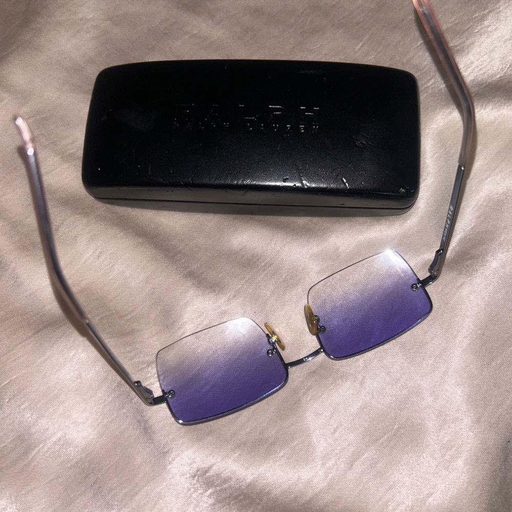 Vintage Ralph Lauren Rectangular Rimless Blue Gradient Lenses Sunglasses - Picture 4 of 9